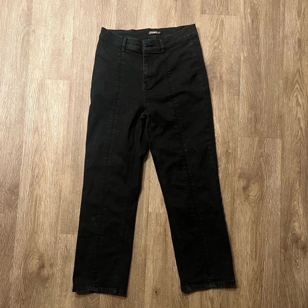 J McLaughlin Black Front Seam Straight Leg Ankle Jeans Size 2